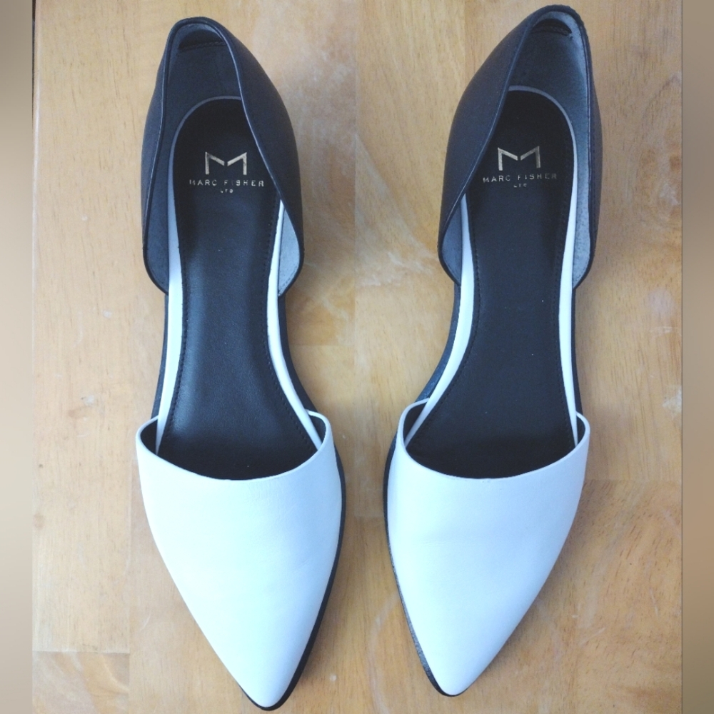 Marc Fisher‎ D'Orsay Black and White Flats